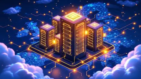 Illustration cluster large computer servers glowing connections europe ai infrastructure growth