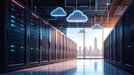 Sleek data servers modern singaporean data center cloud icons secure object storage