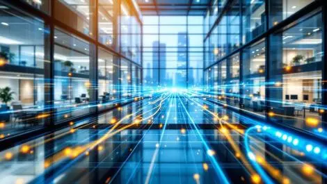 Realistic photo highspeed fiber optic cables modern office malaysia network