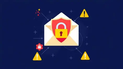 Email envelope lock security threat detection alert symbols illustration