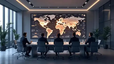 Ai governance boardroom 2026 execs reviewing global risk map