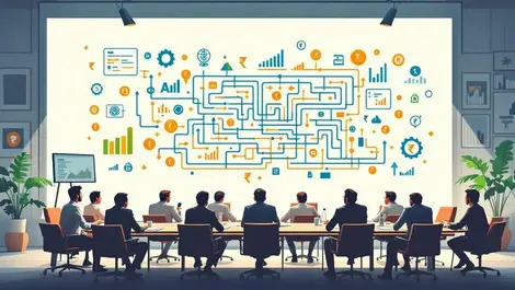 Indian boardroom ai maze data charts rupee coins stalled returns