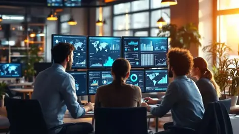 Uk office finance supply chain team ai dashboards automation scene