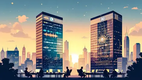 Office buildings merging corporate acquisition ai calls scene