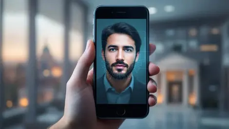 Smartphone biometric scan deepfake distortion bank gov bg